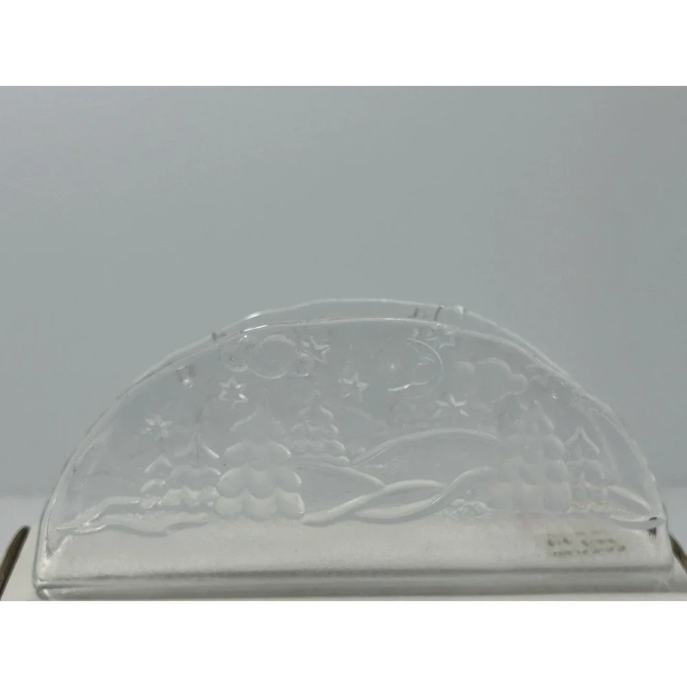 VTG Glasex Germany Napkin Holder Winter Scene Glass Holiday Christmas Grannycore